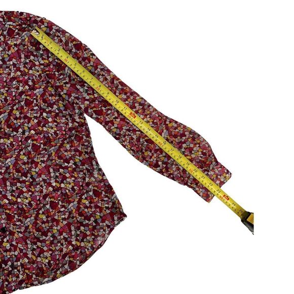 Liz Claiborne Petite Windowpane Print Button Down Blouse - Picture 8 of 9